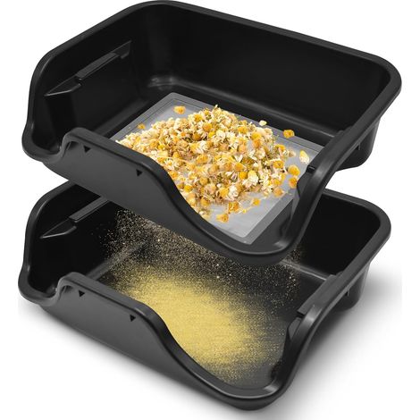 Trim Tray avec Tamis à Pollen de 150 Microns, Plateau de Coupe Bac de Coupe Récolte Ergonomique pour Séchage des Gardin Fleurs Herbes Plantes, Noir (1/5)