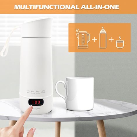 Mini hervidor eléctrico de viaje, hervidor para coche, mini botella de agua eléctrica portátil de 400 ml, mini hervidor eléctrico de viaje para camping, perfecto para preparar café. (1/3)