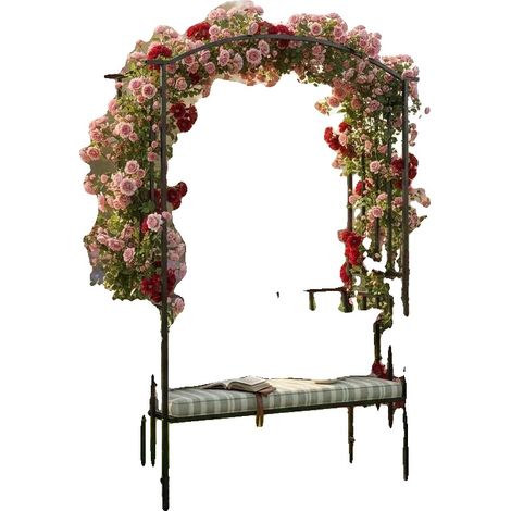 Pérgola, banco de exterior, estructura de hierro, negro. (1/2)