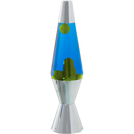 Lampe à Lave Métal Jaune/Bleu Paillettes Liquides + Ampoule Re °9X37 Cm Câble Noir : 150 Cm (1/4)