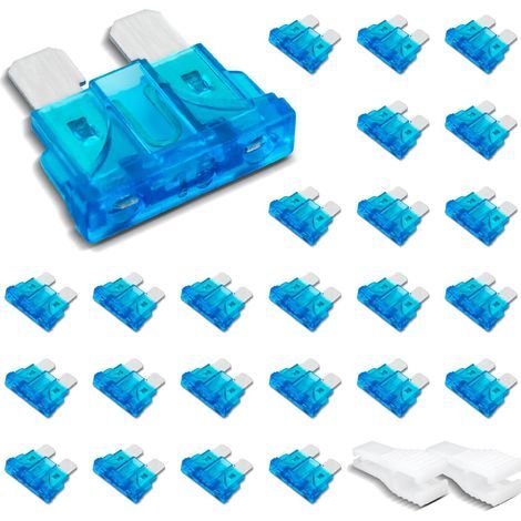 25 pieces standard automotive fuses, 15A flat automotive fuses with 2 plastic clips for cars, trucks and motorcycles (1/5)