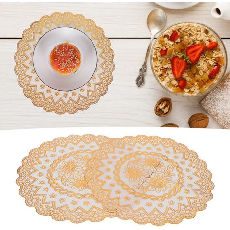 Set aus 2 goldenen Platzsets 30 cm x 30 cm, perfekt für Hochzeiten und Partys (Stil 03). (1/5)
