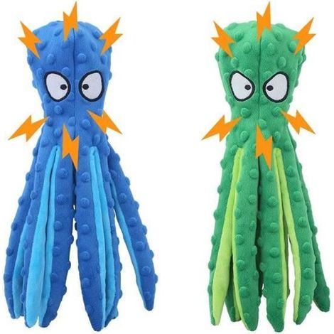2 Pieces Jouet Pour Chien Qui Couine, Jouet Chien Peluche Indestructible, Jouets A Couinement Pour Chiens Chiot, Bleu + Vert (1/4)