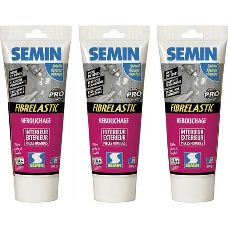 Enduit de rebouchage élastique pour fissures vivantes Fibrelastic Semin - intérieur/extérieur - tube de 300 g (lot de 3) (1/5)
