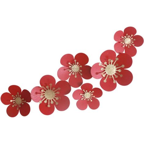 Fleurs en papier rouge réalistes et festives 6 pièces pour (1/5)