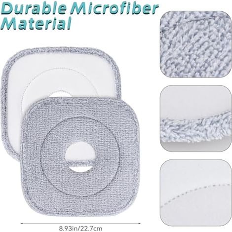 Lingettes de rechange universelles pour balai à franges rotatif et seau - 8 pièces en microfibre, lavables et réutilisables (1/5)