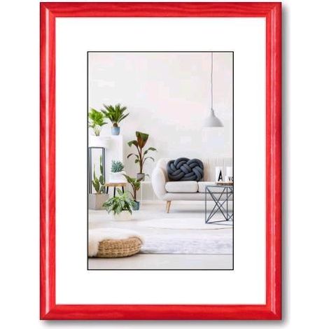 Cornice Foto Portafoto da tavolo da muro COLORS legno di Pino Colore ROSSO 35x50 cm 35x50 cm Colore Rosso
