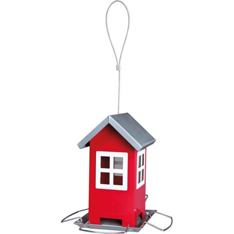 Rot/silbernes Vogelfutterhaus 19 × 20 × 19 cm 1 L (1/5)