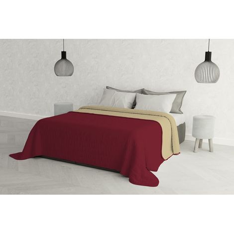 Trapuntino Estivo Linea Elegant Made in Italy Copriletto Stampato in Morbida Microfibra - Trapunta Primavera Estate Mezza Stagione - Matrimoniale 260x270cm, Bordeaux/Panna (1/4)
