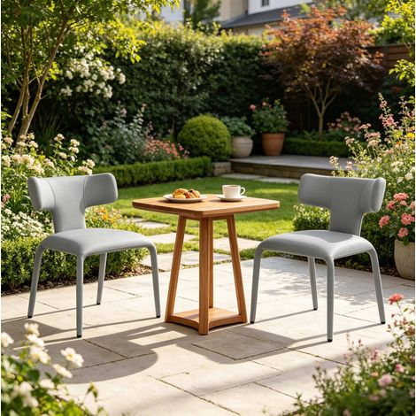 Set di 2 sedie da pranzo imbottite con schienale curvo, 53 x 53 x 78 cm, grigie (1/5)