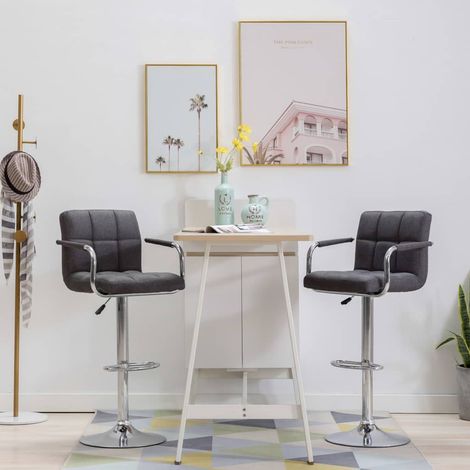 Chaises de bar 2 pcs Gris foncé Tissu 3 (1/5)