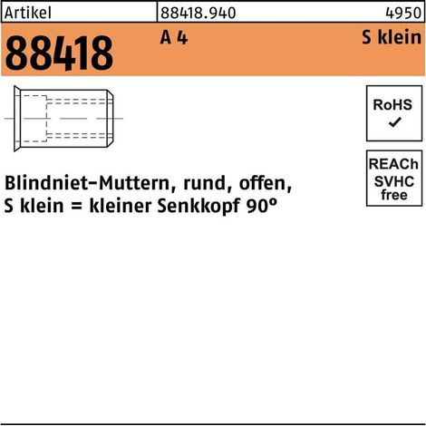 Écrou à sertir en aveugle R 88418 SEKO M5/0,25 - 3,0 A 4 500 pièces