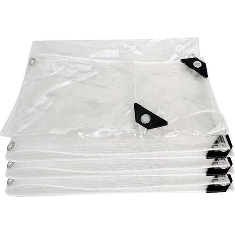 Lona impermeable, Lona transparente, 200 x 200 cm, PVC de alta resistencia, Lona transparente con ojales, 100 % impermeable, Bordes reforzados (1/5)