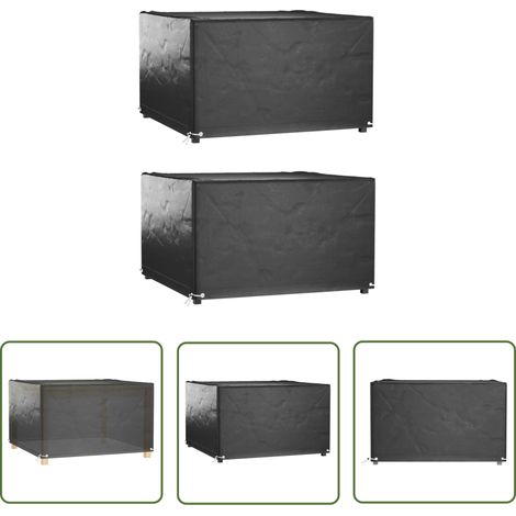 The Living Store Housses de salon de jardin 2 pcs 8 œillets 132x132x80 cm carré - Housse De Jardin - Housse De Mobilier Extérieur - Protection Meubles Jardin - Housse Pluie - Housse Uv (1/5)