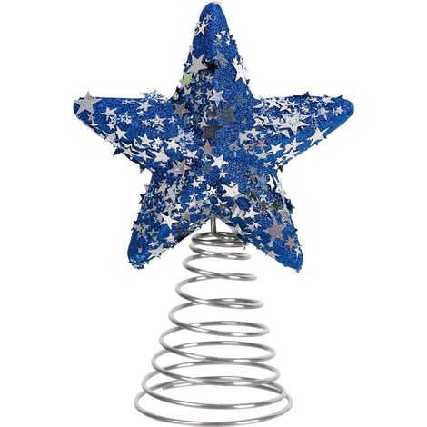 Étoile Décorative Pour Sommet D Arbre - Étoile À 5 Branches Avec Paillettes Rouges Blanches Et Bleues - Pour Fête Nationale Américaine Et Décoration De Noël - 1 Pièce (1/5)