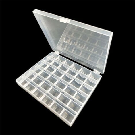 Boîte de rangement à 36 emplacements pour bobines de fil à broder - Boîte de voyage pour adultes - Boîte de rangement pour bobine de coton - Sans bobines - Pour machine à coudre (transparent) (1/5)