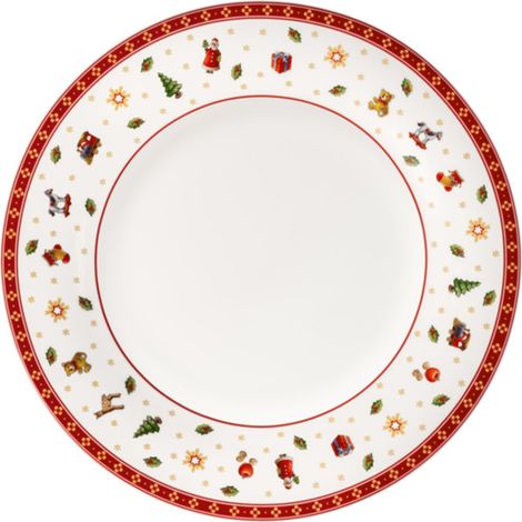 Assiette Plate Rouge et Blanc, Garanti Lave-Vaisselle, Compatible Micro-Ondes, Vaisselle, Article de Noël, Décoration Noël Table, Porcelaine (1/5)