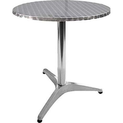 Tavolo Tondo In Alluminio Acciaio Inox Tavolino Bar Pub 60x70h Snack (1/5)