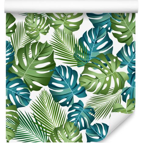 Papel pintado de hojas tropicales para salón y dormitorio, 50x1000 cm. (1/5)