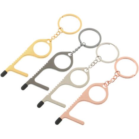 QORVA-Ouvre Porte Sans Contact, Hygiénique Porte Cle EDC Gardez la main propre, Crochet pour Poignée de Porte Extérieure Public Ascenseur Ecran Tactile(4 pièces) (1/4)