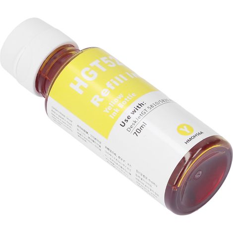Encre de recharge pour imprimante HP GT5810 GT5820, flacon 70ml, jaune, encre de remplacement compatible, bouteille de recharge précise (1/5)