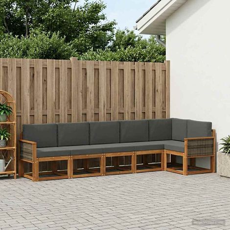 Teenpull – Outdoor-Sofagarnitur 6 Stk. Natur und Anthrazit Polyester (1/5)
