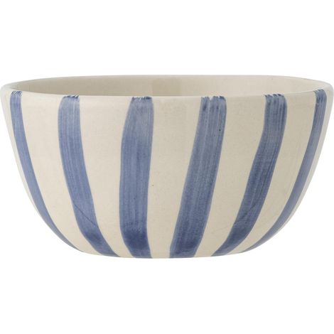 Creative Collection 82060956 Bégonia Bol en grès peint à la main à rayures Bleu Passe au lave-vaisselle, au micro-ondes et au four 500 ml Diamètre 14 cm Hauteur 7 cm (1/3)