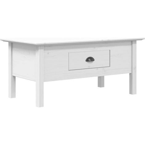 Mesa de centro con cajón diseño moderno y contemporáneo 100 x 55 x 46 cm madera de pino y MDF blanco DEC038211
