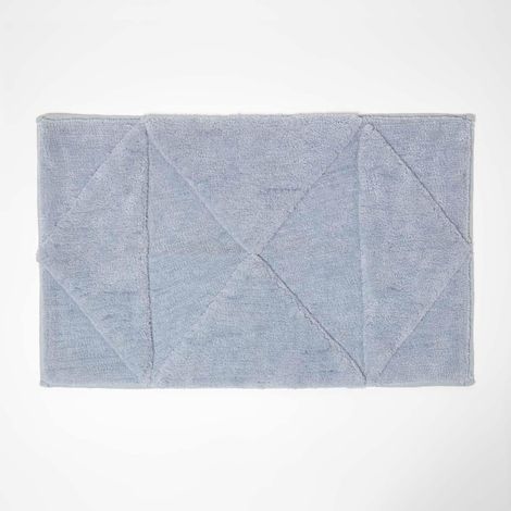 HOMESCAPES Tapis de bain bleu clair géométrique, 50 x 80 cm
