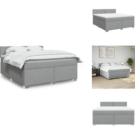 Sommier à lattes de lit avec matelas Gris clair 180x200cm Tissu - Sommier À Lattes De Lit - Sommiers À Lattes De Lit - Lit - Meuble De Chambre À Coucher (1/5)