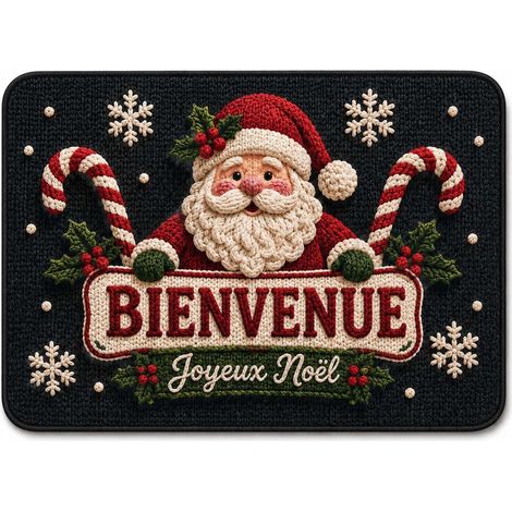 Deco Noel Interieur Maison, Tapis Noel Doux, Père Noël et Flocons, 40x60 cm (1/5)