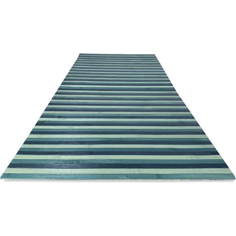 TAPIS de CUISINE WOODY en BOIS de BAMBOU, BLEU, VERT d'eau, à l'ombre toutes les mesures Cm. 50x100