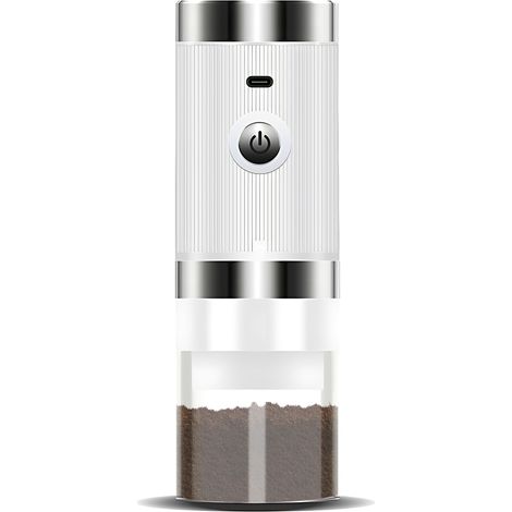 Molinillo de café eléctrico inalámbrico portátil con recipiente transparente y apagado automático, 5 niveles de molienda y carga USB-C. Ideal para el hogar, la oficina, acampar y viajar.