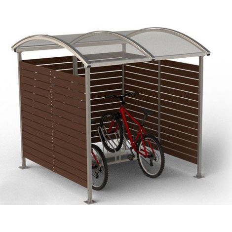 Abri vélo parois en bois ZORZA pour 5 vélos - 210cm - Fixation: à visser (1/2)