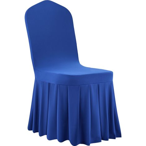 30 Housses de Chaise Bleues, Polyester Élasthanne, Extensibles, pour Mariage, Fête, Banquet, Repas, Plate devant, Convient jusqu'à 51 x 45 x 95 cm. (1/5)