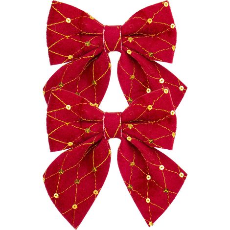 Ensemble de 2 nœuds papillon, tissu rouge, 14 x 14 x 2 (1/5)