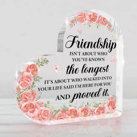 Plaque en acrylique cœur décoratif, cadeau pour papa maman sœur ou proches(15 cm) (1/4)