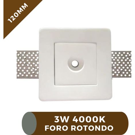 Faretto in Gesso LED 3w 4000k 120mm - Foro Rotondo Luce Naturale - Mondo LED