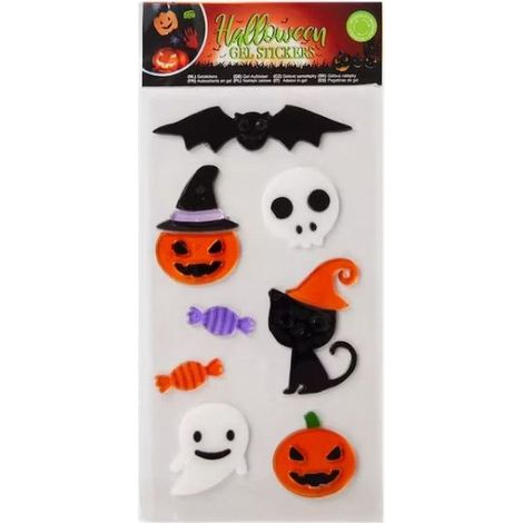 Lot d'autocollants de fenêtre Halloween en gel - Rouges et multicolores - Réutilisables - Décoration de vitre