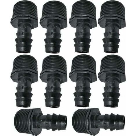 10er-Packung Ø16mmx3/4'' Tropfschlauchadapter/-verbinder mit Außengewinde (für Ø16mm-Schlauch) - Verbinder für Bewässerungs-/Bewässerungssystem FLITI