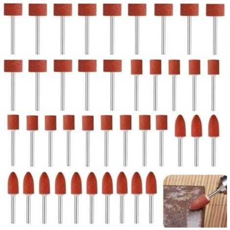 42Pcs Meules en Oxyde d'Aluminium Mèches de Ponçage pour Dremel, Meule Abrasive avec Tige de 1/8" pour Qutil Rotatif, Mèches de Ponçage pour Polissage Ébarbage Métaux, Meulage (1/5)