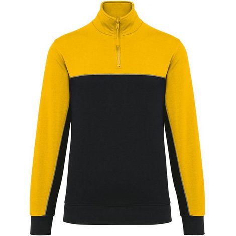 Sweat-shirt écoresponsable à col zippé WK. Designed To Work Noir / Jaune 5XL. (1/3)