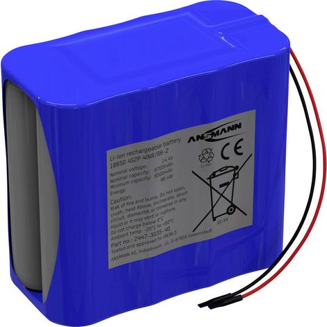 Pacco batteria 8x Ansmann 4S2P Akkupack 8x 18650 Kabel Li-Ion 14.4V 6700mAh Li-Ion 14.54 V 6700 mAh