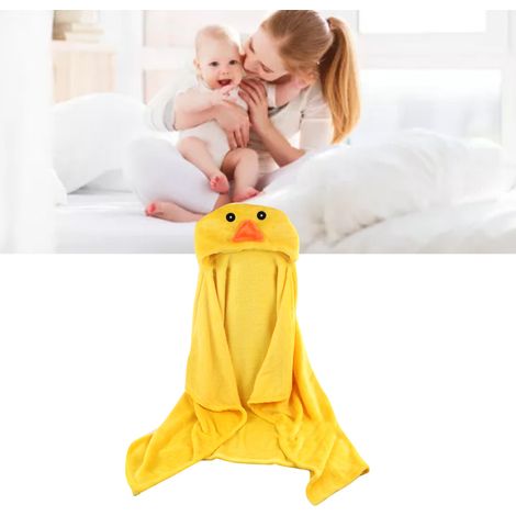 Couverture à capuche pour enfants, douce et confortable, en velours corail, motif animal, pour bébés et enfants, motif poulet jaune (1/5)