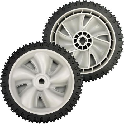 Set of 2 7" lawnmower wheels, compatible with MTD 734-04563 & 611-0414A. Anti-slip plastic wheels. Easy installation. (1/5)