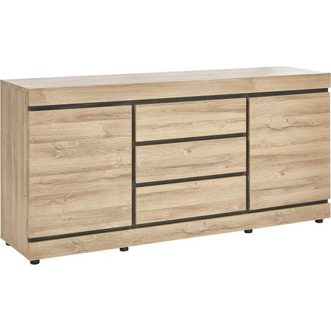 MASSIRE - Buffet 2 Portes 3 Tiroirs Aspect Bois (1/3)