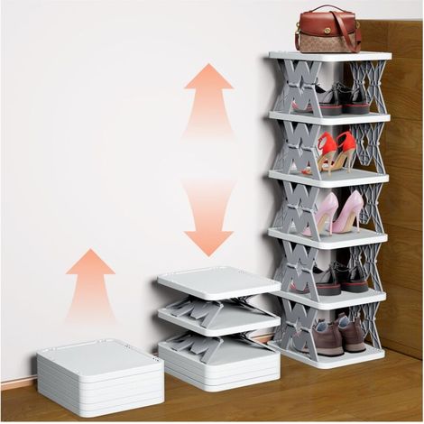 [NEVER USED] foldable 6-tier shoe rack, portable shoe cabinet, no assembly required, suitable for entryway