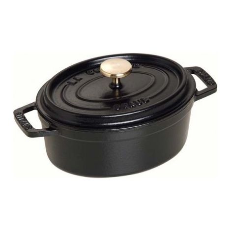 Cocotte asadora ovalada Staub de hierro fundido esmaltado 33 cm 6,7 L negro