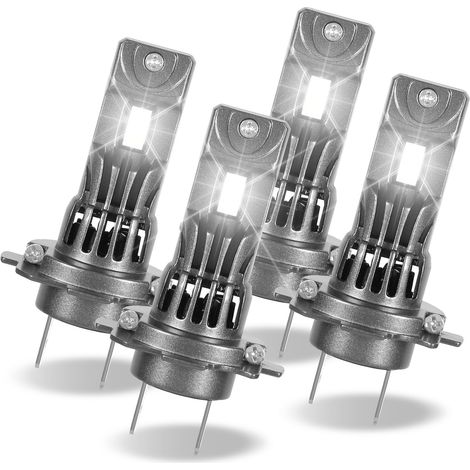 Jiubiaz Pack de 4 Bombillas LED H7 Faros Coche 30W 12V 2500LM 6500K Blanco Frío Luces Cruce Carretera Recambio