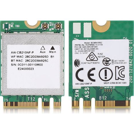 Carte réseau double bande 2,4 GHz/5 GHz BCM94356Z WiFi AC avec interface NGFF (1/5)